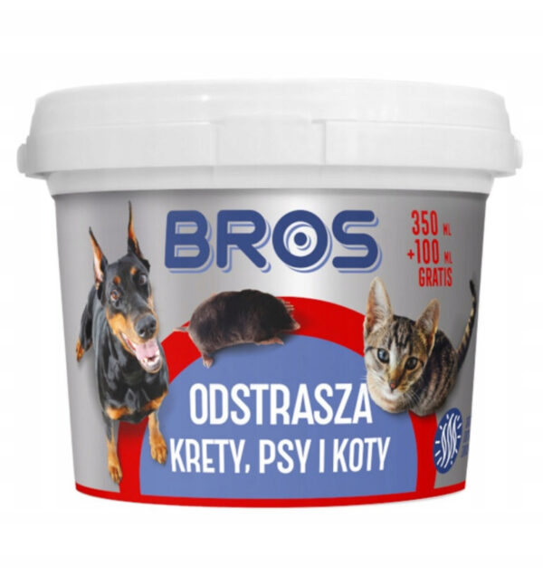 Preparat odstraszający na krety, psy i koty 350 ml+100 ml GRATIS Bros
