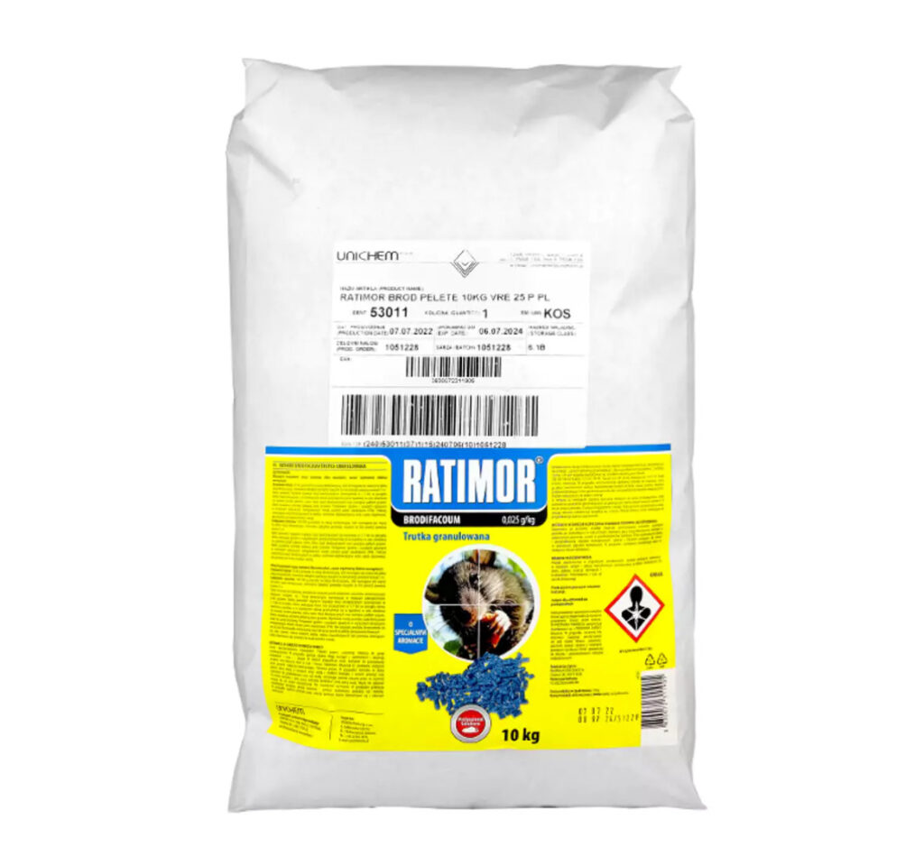 Trutka na szczury i myszy granulat niebieski 10 kg Ratimor